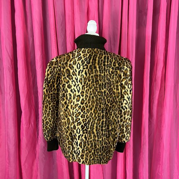 Vintage made in USA Leopard faux fur and cable knit coat, size 14-16 - Picture 3 of 11